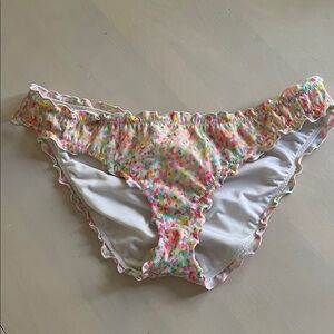 Victoria's Secret White Bikini Bottom with Multicolor Confetti Print